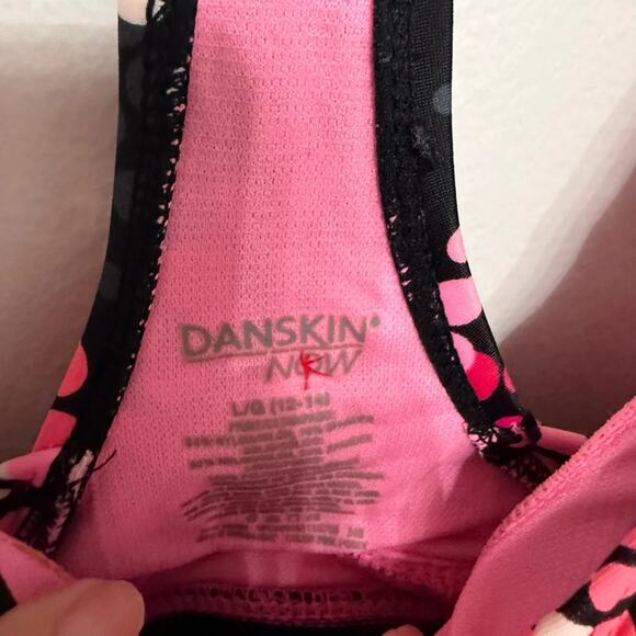Danskin Now Women’s L Black Pink Dot Tankini Top GUC - Picture 2 of 3